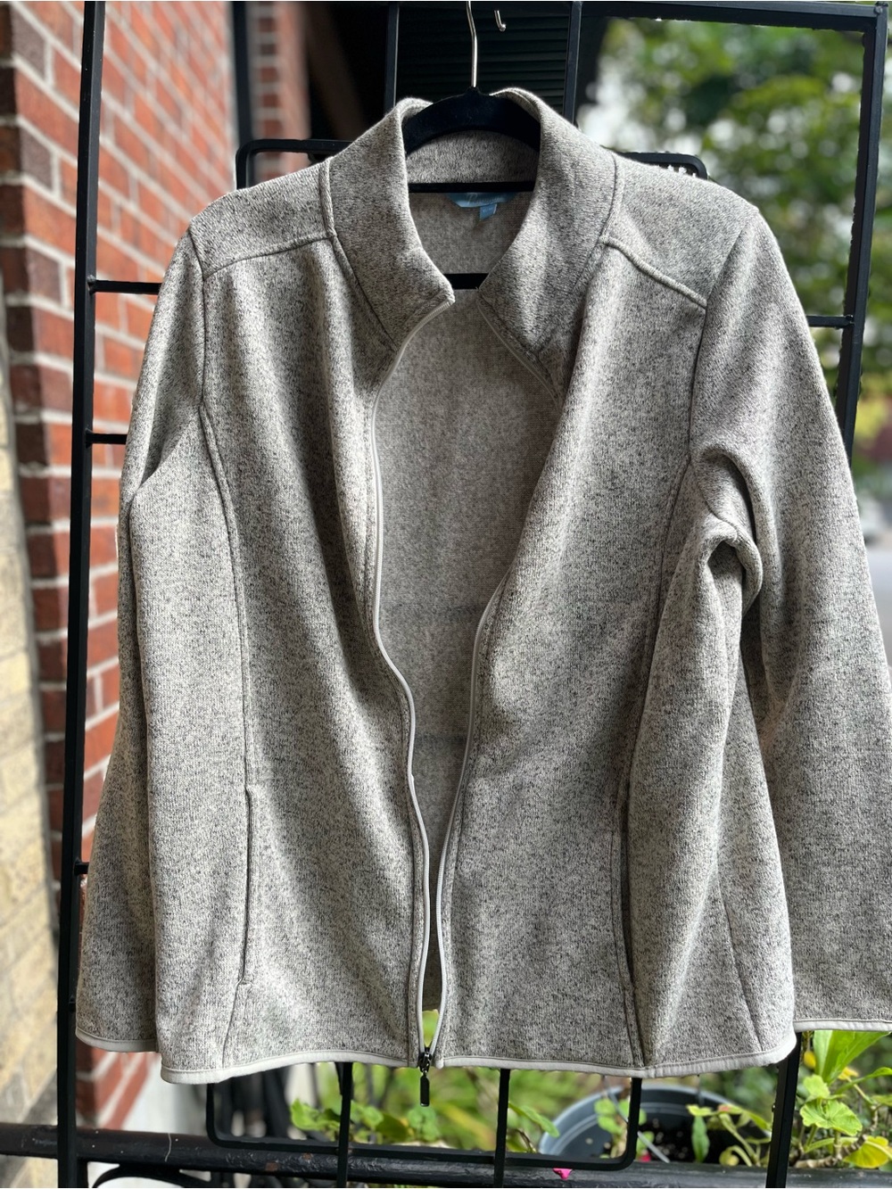 Women's Light Heather Gray Zip-Front Jacket Blazer